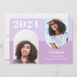 Modern Purple Arch Photo Graduation Invitation