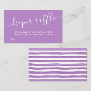 Modern Purple Baby Diaper Raffle Ticket  Enclosure Card