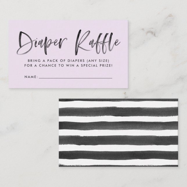 Modern Purple Baby Shower Diaper Raffle Tickets Enclosure Card (Front/Back)