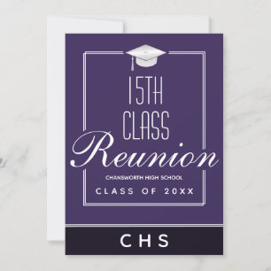 Modern Purple Black 15th Class Reunion Invitation