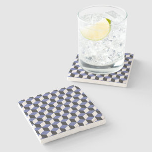 Modern Purple, Black and White Geometric Pattern Stone Coaster