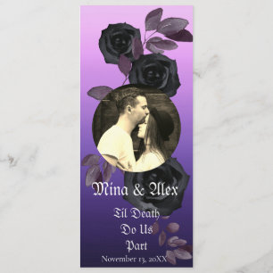 Modern Purple Black Rose Goth Photo Wedding  Programme