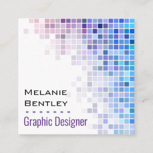 Modern Purple Blue Gradient Grid Graphic Design Square Business Card