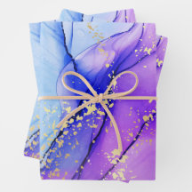 Modern Purple Blue Marble Galactic Glow