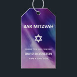 Modern Purple Blue Star David Bar Mitzvah Hebrew Gift Tags<br><div class="desc">Beautiful religious Jewish Bar Mitzvah favour tags. Modern yet elegant watercolor design in navy blue, purple colours. White Star of David in middle Modern script letters. 'Is called to the TORAH as a Bar Mitzvah'. Prefect for 13 year old son, boy. Easy to edit - just add your information /...</div>