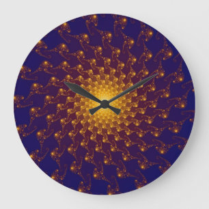 Modern Purple / Blue Sun Fractal Large Clock