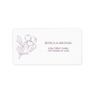 Modern Purple Botanical Outline Elegant Wedding Label