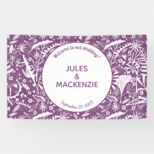 Modern Purple Botanical Wedding Banner