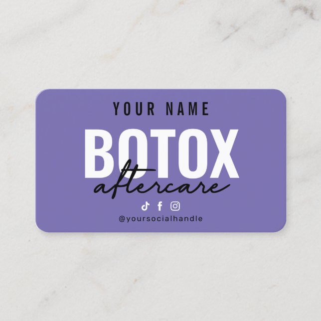 Modern Purple Botox Aftercare Card (Front)