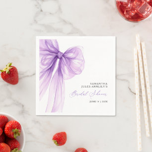 Modern  Purple Bow Bridal Shower Napkin