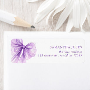 Modern  Purple Bow Bridal Shower Return Address