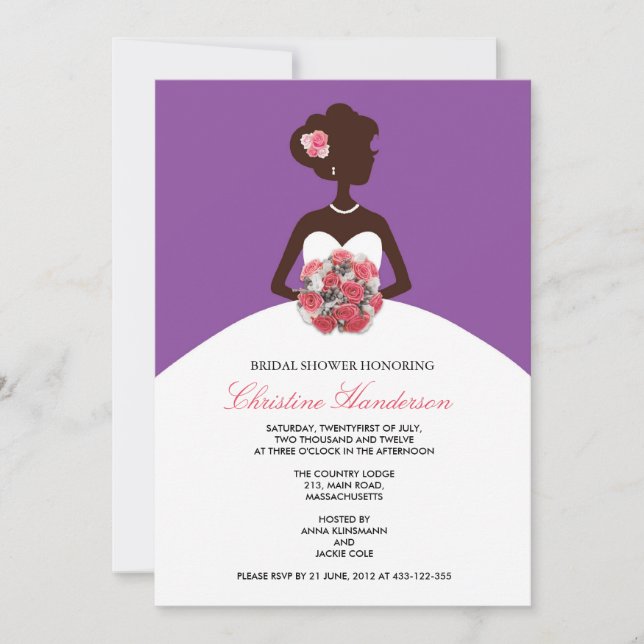 Modern Purple Bridal Shower Invitation (Front)