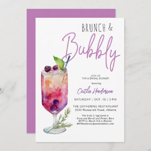 Modern Purple Brunch and Bubbly Bridal Shower Invitation