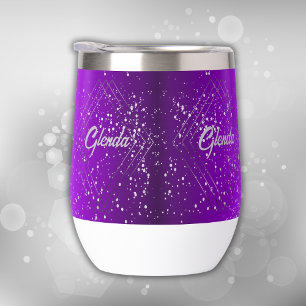 Modern Purple Brushed Metal with Silver Monogram