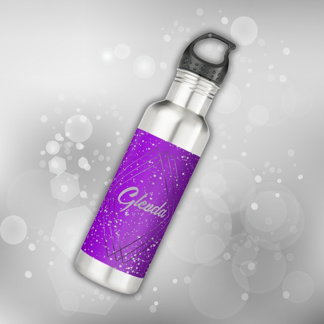 Modern Purple Brushed Metal with Silver Monogram | 710 Ml Water Bottle (Creator Uploaded)