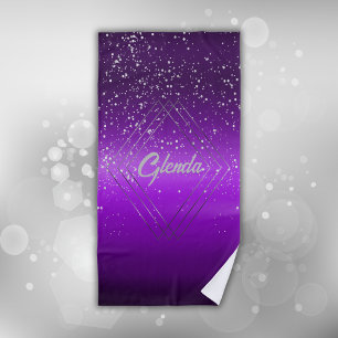 Modern Purple Brushed Metal with Silver Monogram   Beach Towel