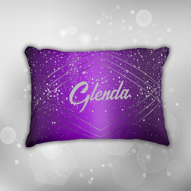 Modern Purple Brushed Metal with Silver Monogram | Decorative Cushion (Creator Uploaded)