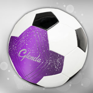Modern Purple Brushed Metal with Silver Monogram   Football