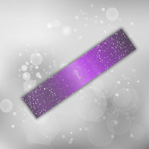 Modern Purple Brushed Metal with Silver Monogram   Short Table Runner