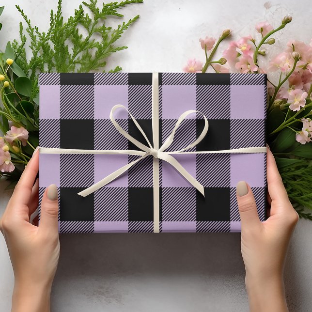 Modern Purple Buffalo Plaid Easter Wrapping Paper (Creator Uploaded)