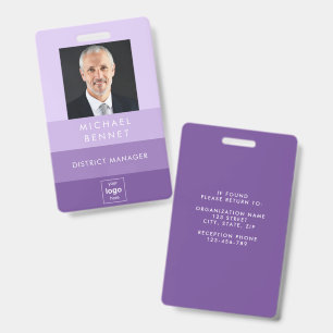 Modern Purple Business Photo ID  Badge