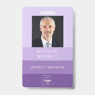 Modern Purple Business Photo ID  Badge
