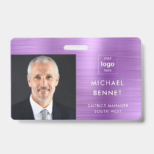 Modern Purple Business Photo ID  Badge