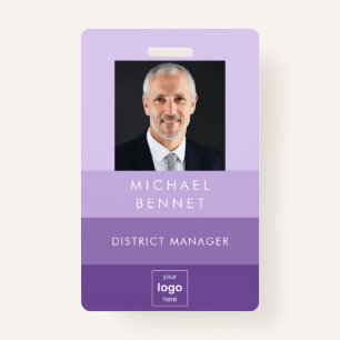 Modern Purple Business Photo ID ID Badge
