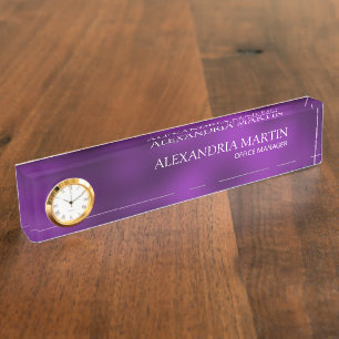 Modern Purple Business Professional Name Desk  Nameplate