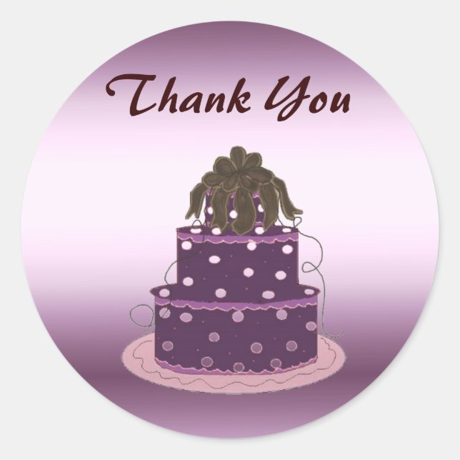 Modern Purple Cake Thank You Classic Round Sticker (Front)