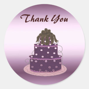 Modern Purple Cake Thank You Classic Round Sticker