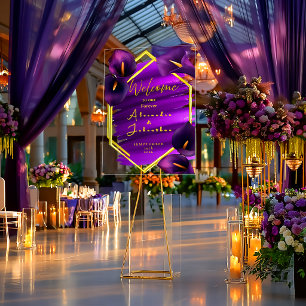 Modern Purple Calla Lily Faux Brush Stroke  Acrylic Sign