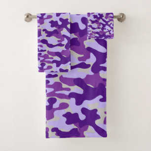 Modern Purple Camouflage Pattern Bath Towel Set
