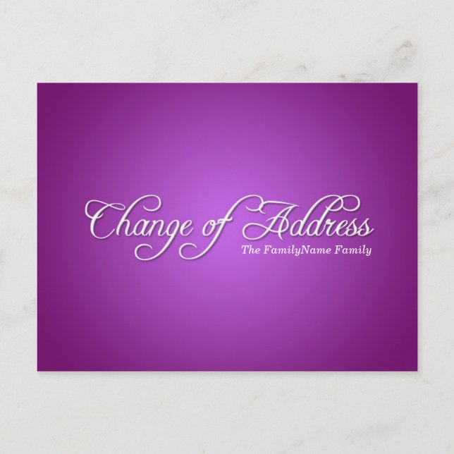 Modern Purple Change of Address Postcard (Front)