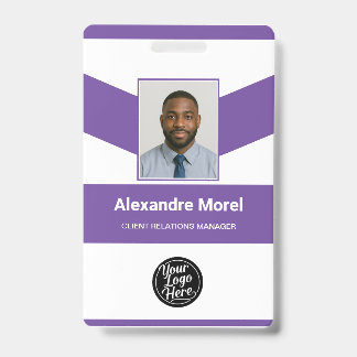 Modern Purple Chevron Professional ID Badge
