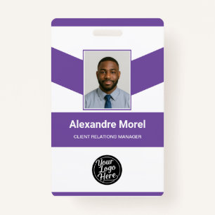 Modern Purple Chevron Professional ID Badge