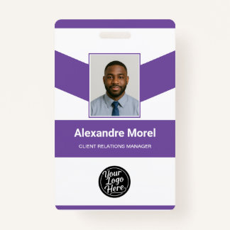Modern Purple Chevron Professional ID Badge