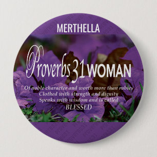 Modern Purple Christian PROVERBS 31  10 Cm Round Badge