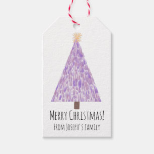 Modern purple christmas tree gift tags