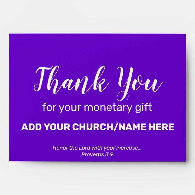 Modern Purple Church Charity Cash Envelope (Front)