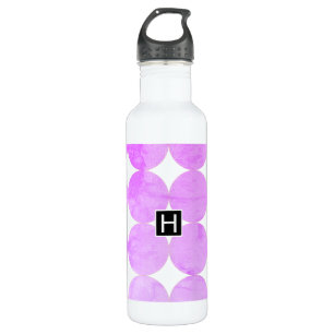 Modern Purple Circles   Monogram 710 Ml Water Bottle