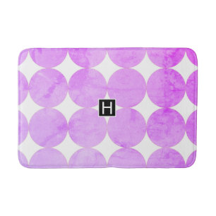 Modern Purple Circles Monogram Bath Mat