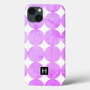 Modern Purple Circles   Monogram iPhone 13 Case