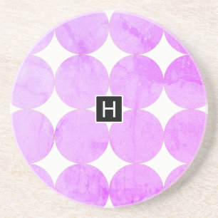 Modern Purple Circles   Monogram Coaster