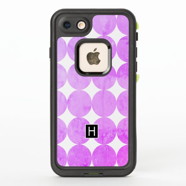 Modern Purple Circles | Monogram LifeProof iPhone Case (Back)