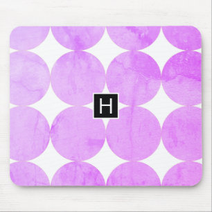 Modern Purple Circles Monogram Mouse Mat