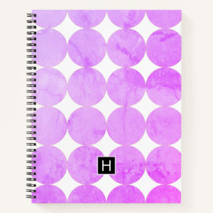 Modern Purple Circles   Monogram Notebook