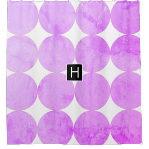 Modern Purple Circles Monogram Shower Curtain