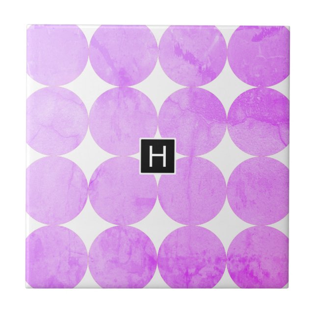 Modern Purple Circles | Monogram Tile (Front)
