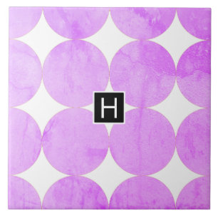 Modern Purple Circles Monogram Tile